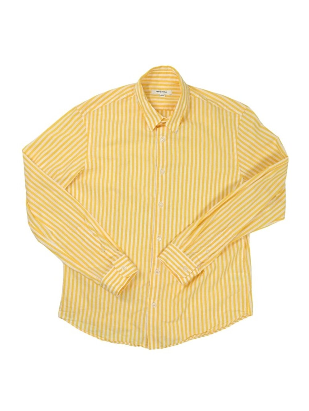 Sporty & Rich Charlie Brand Embroidered Button Down Shirt in Yellow Stripe